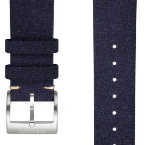 Bracelet veau velours bleu- Boucle acier – 20mm – Pompes rapides