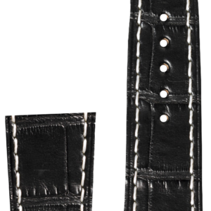Bracelet Alligator Noir - Boucle déployante acier – 22mm